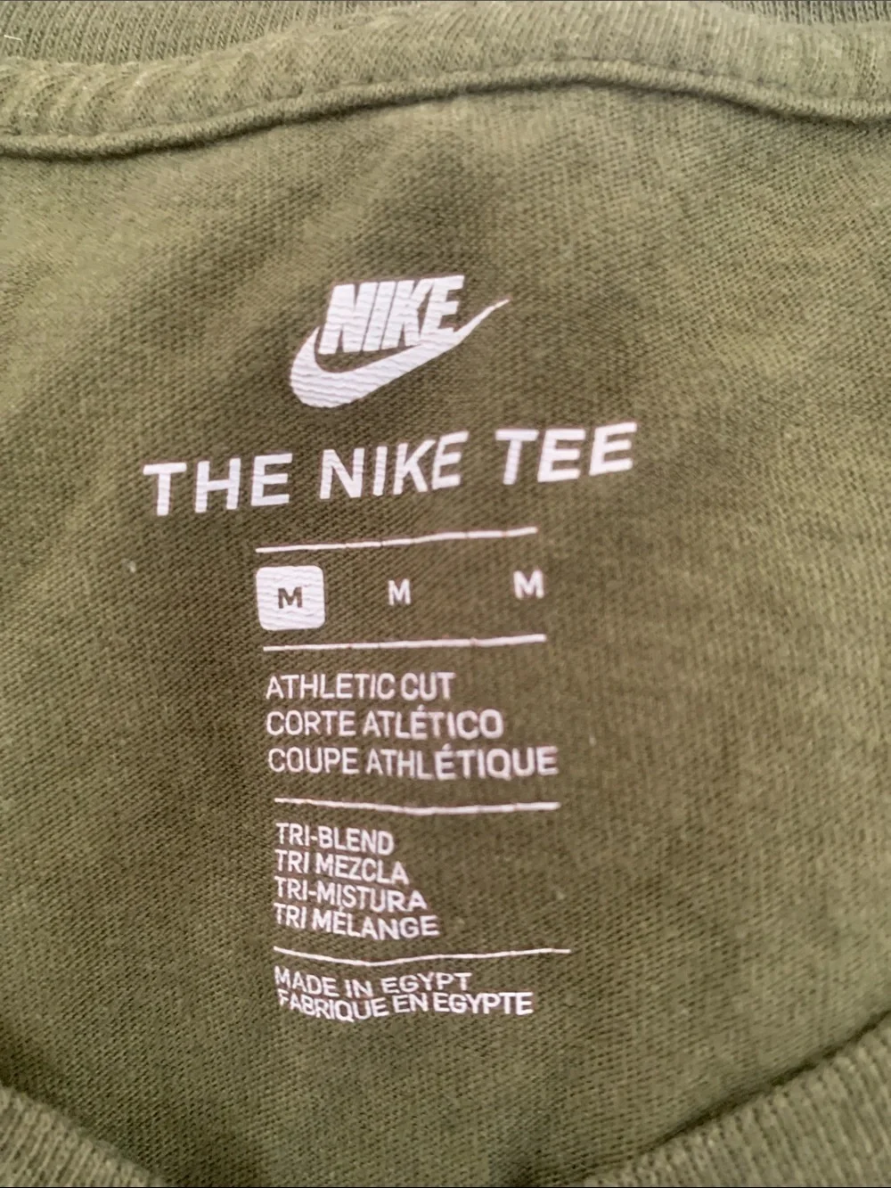Nike Olive Green Tee with White Logo Medium
